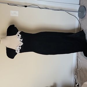 Vintage 80s 90s Long Velvet Black Evening Wedding Dress